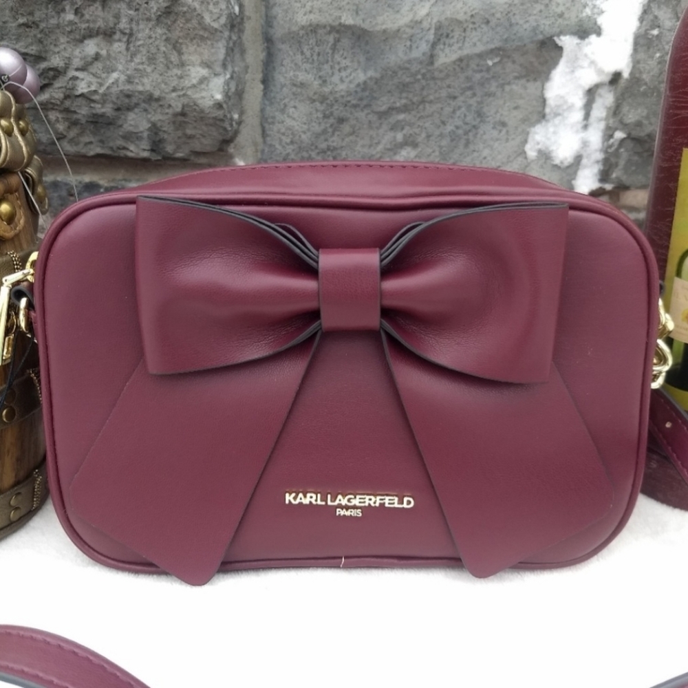 🍷🍾Karl Lagerfeld Merlot Bow Crossbody Bag
